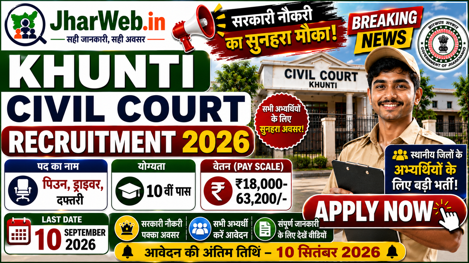 Khunti Civil Court Vacancy 2026